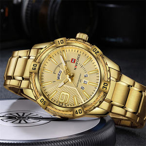 Montre pour homme de luxe, mode et affaires, en acier inoxydable, 40 mm, quartz, étanche, avec logo personnalisé, or - Product Image 5