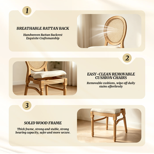 Chaise de mariage populaire à dossier rond en résine PP, style démontable, avec assise en rotin et finition imitation bois <span class=keywords><strong>Louis</strong></span> - Product Image 3