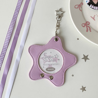 Sac de rangement transparent Hisocute Star pour badges ronds creux de 65 mm, porte-cartes, pendentif, porte-clés pour fans d'idoles