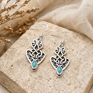 Orecchini Pendenti Floreali Traforati Verdi Vintage, Gioielli Eleganti da Donna - Product Image 4