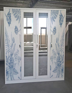 ตู้เสื้อผ้าเหล็กอัลมิราห์เหล็กล็อคได้4ประตูสีขาวพร้อมกระจกสำหรับห้องนั่งเล่นดีไซน์ทันสมัย - Product Image 4