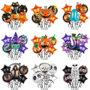 Ensemble de 5 ballons en aluminium motif dessin animé Halloween mignon squelette citrouille, décoration de fête pour événements de remise des diplômes, Pâques, usage adulte - Product Image 6