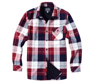 Chemise décontractée à carreaux pour homme, vêtement style coréen en flanelle, rouge et noir