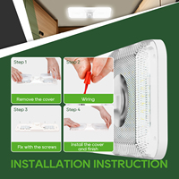 RVGUARD 12V LED Plafonnier double dôme 5 pièces |   Luminosité réglable, fonction mémoire, blanc froid 6500K pour camping-car, caravane