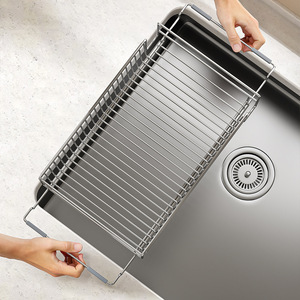 Scolapiatti Espandibile in Acciaio Inox <span class=keywords><strong>per</strong></span> Lavello da Cucina, Scolapiatti Retrattile con Portautensili - Product Image 1