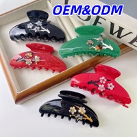 Pince à cheveux Ume personnalisée en acétate écologique, motif floral élégant fleur de prunier, ornée de strass – Accessoire capillaire pour femme
