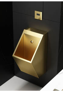 <span class=keywords><strong>Urinoir</strong></span> mural automatique à induction en acier inoxydable 304 doré, luxe léger, pour hôtels - Product Image 6