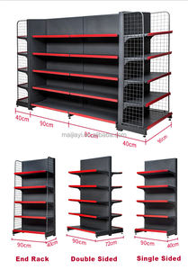 سوبر ماركت فتحة مزدوجة رف معدني أسود بسعر تنافسي - Product Image 4