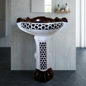 Wash <b>Basin</b> Pedestal Decorative Set Coffee Brown Color Set Ceramic Bathroom Lavabo Sink Porcelain Sanitary Ware Products - Product Image 1