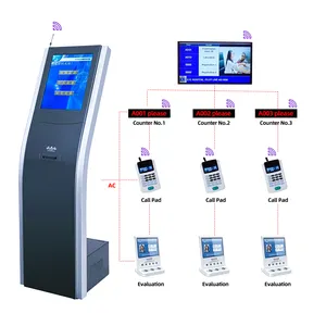 17Inch Lcd Touch Display Screen Ticket Dispenser Queuing Token Nummer Kiosk Machine Draadloze Wachtrij Oproepsysteem Machine