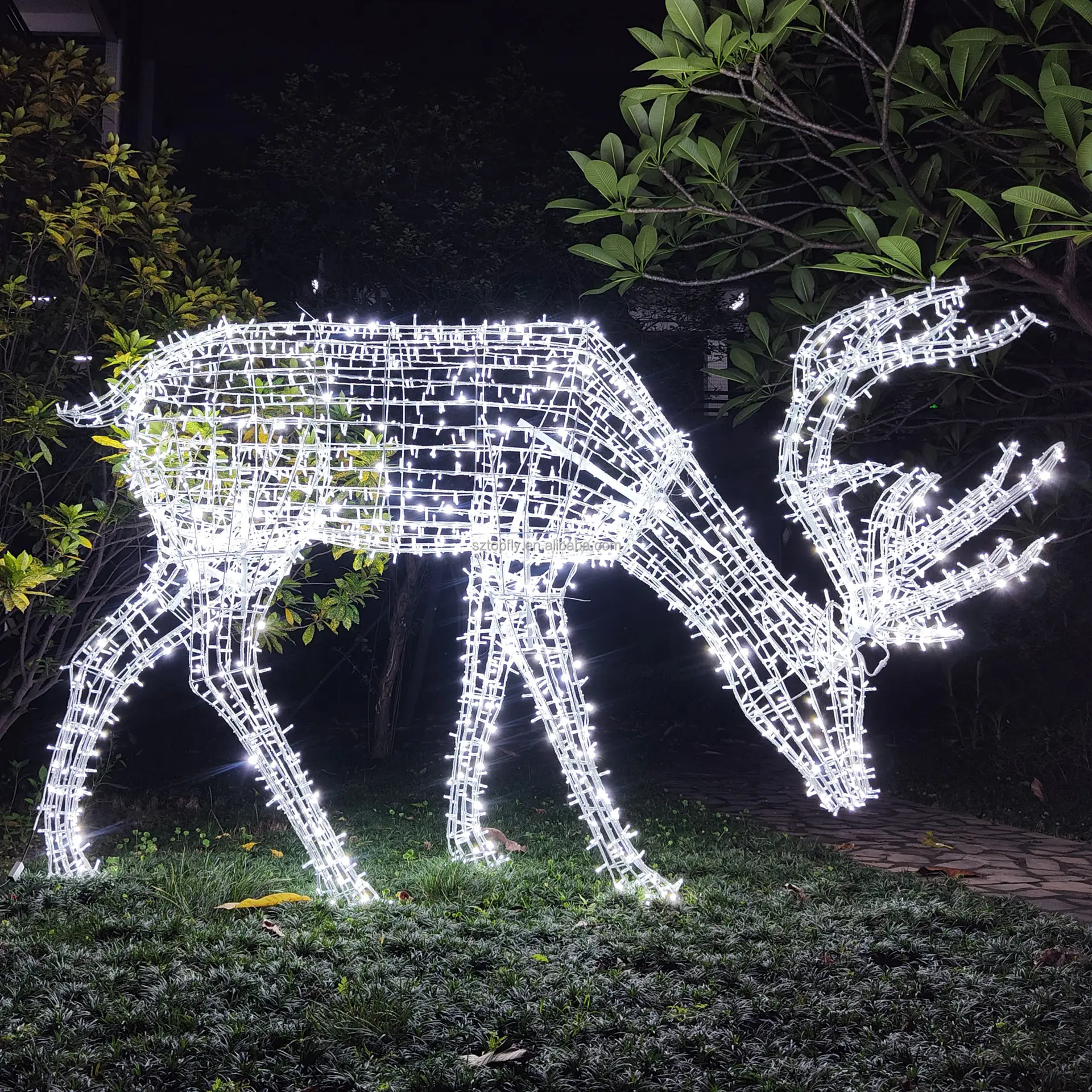 Luces Led 3D personalizadas de gran tamaño, decoración de Año Nuevo con motivos de renos y Navidad