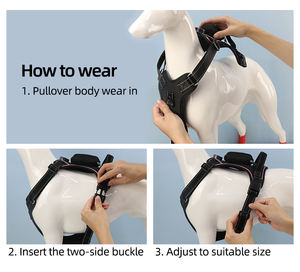 カスタムプリントパッケージデザイナー調節可能な充電式ライトアップ犬の胸のハーネス夜屋外安全反射<span class=keywords><strong>LED</strong></span>犬のベスト - Product Image 6