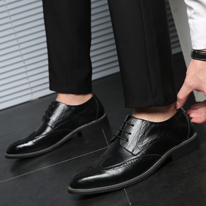 Zapatos Oxford de Cuero para Hombre, con Punta Puntiaguda, Estilo Brogue, Suela de Goma Suave, para Bodas de Verano - Product Image 3