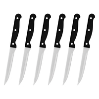 Ensemble de 6 couteaux à steak dentelés personnalisés OEM, lame en acier inoxydable, manche en PP, boîte colorée, vente directe d'usine, couverts de cuisine