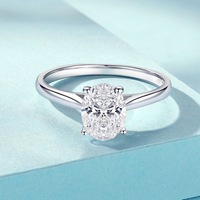Bague de fiançailles en argent pur S925 plaqué or de qualité européenne, sertie de zircone ovale et de moissanite véritable, pour femmes, vente en gros en usine de bijoux