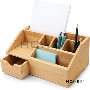 Homex-bsci Nhà Máy | Đa Chức Năng Tre Lưu Trữ Tổ Chức Điều Khiển Từ Xa Hộp Lưu Trữ Tre Tự Nhiên Giữ Tập Tin Chủ Bút - Product Image 2