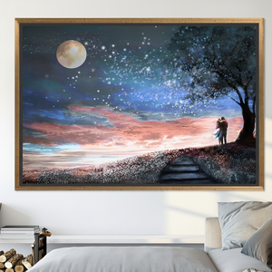 Couple Under Stars: Printed <b>Canvas</b> Wall Art for Elegant Decor,GOLD <b>FRAMED</b> <b>CANVAS</b> - Product Image 3