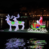 Décoration lumineuse de Noël en acrylique pour extérieur, motif de renne et de Père Noël avec traîneau