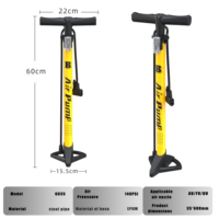 Pompe à vélo portable BAIMEI 140 PSI en acier, haute pression, durable, étanche, écologique, avec manomètre pour le cyclisme