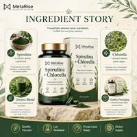 Capsules de spiruline et de chlorelle pour adultes, marque privée OEM, complément nutritionnel naturel à base d'algues, formule super-aliment vert, à base de plantes