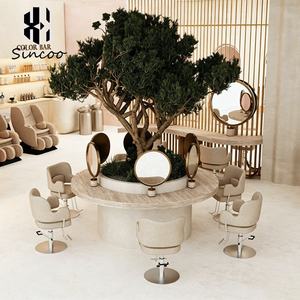 Luxury Stainless Steel Single Sided <b>Mirror</b> Round <b>Table</b> Barber Shop Hair <b>Mirror</b> for Perm and Dye Area Multi-faceted <b>Mirror</b> - Product Image 1