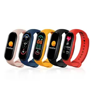 Pulseira smart bracelete m6 com tela colorida, pulseira smart fitness, monitor de freqüência cardíaca e pressão arterial, à prova d' água ip67, novo, 2022