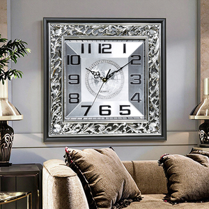 Moderne, Modieuze, Luxueuze, Sprankelende, Eenvoudige, Gouden, Spiegelvormige Vierkante Plastic Wandklok - Product Image 6