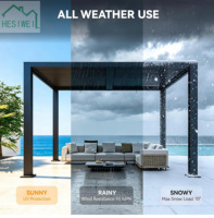 Pergola autoportante courbée HESIWEI, fixée au mur, avec toit à lames orientables en aluminium, pour jardin extérieur