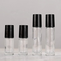 5ml 10ml bouteille de boule de rouleau en verre clair vide pour voyage d'huiles essentielles avec boule à bille transparente et bouchon en plastique noir