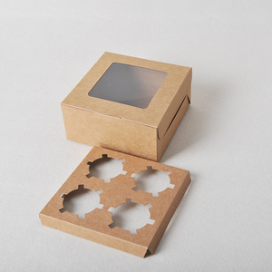 Boîte en carton kraft écologique à fenêtre carrée pour gâteaux, tartes aux œufs, biscuits et desserts de pâtisserie – Emballage cadeau - Product Image 3
