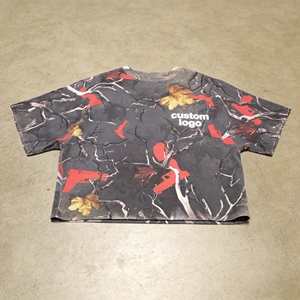 Camisetas de Manga Corta con Estampado Digital Completo, Estilo Urbano, 100% Algodón Tejido, 250 g/m², Hombros Caídos, Camuflaje - Product Image 2