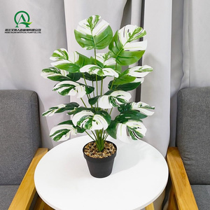 Feuilles artificielles de tortue blanches vertes plantes d'arbre <span class=keywords><strong>sans</strong></span> bonsaï en <span class=keywords><strong>pot</strong></span> pour la maison bureau fête jardin chambre porche porte d'entrée décor - Product Image 5