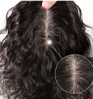 Topper de cheveux synthétiques injectés à la main, texture Kinky Straight, volumineux, postiche naturel pour femmes, couvre les cheveux gris, couleur OMBRE, 10/20 pouces