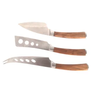 Set pisau keju baja tahan karat berkemah luar ruangan pisau Multi alat kualitas tinggi dengan pegangan