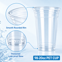 Gobelets en PET imprimés avec logo personnalisé, 12oz, 14oz, 16oz, 18oz, 20oz, 24oz, gobelets en plastique transparent jetables pour bubble tea, boba, café glacé