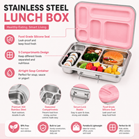 Boîte à bento personnalisée Aohea, boîte à lunch en acier inoxydable à 5 compartiments avec couvercle pour enfants