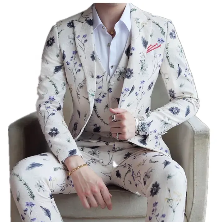 Hot Sale Fashion Blazer Suit Print Man Wedding Men's Suit Men Suits