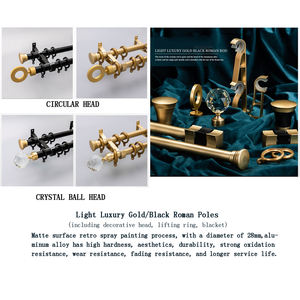 Ensemble de tringles à rideaux doubles Accessoires de <span class=keywords><strong>tringle</strong></span> à rideaux en alliage d'aluminium <span class=keywords><strong>sans</strong></span> perçage pour fenêtre et porte - Product Image 6