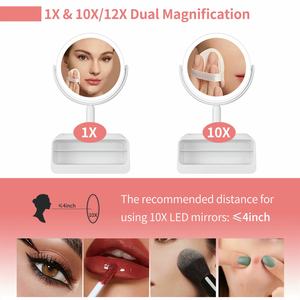 Mỹ phẩm các nhà sản xuất Loại C có thể sạc lại make up LED Tabletop Vòng đèn trang điểm Organiser Vanity gương với lưu trữ - Product Image 4