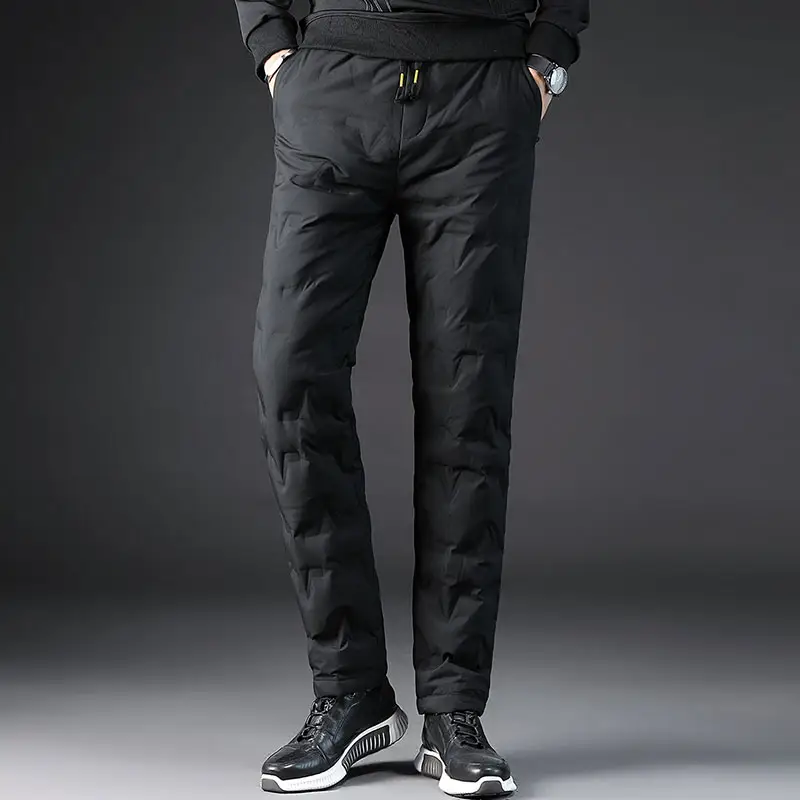 ANSZKTN-pantalones ajustados para hombre, calzas cálidas y gruesas a la moda, con plumón ligero, para invierno, nueva versión