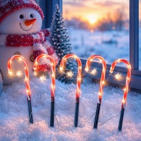 Lumières solaires de Noël en forme de canne à sucre pour allée, étanches, à piquer, pour jardin, cour, arbre, décoration étoile, blanc chaud
