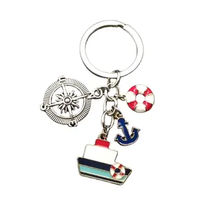 Hot rudder fish hook boat keychain I love the charm of the sea keychain fashion enamel keychain men's and women's jewelry gifts