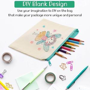Custom Blank Canvas Makeup Bags Sublimation Cosmetic DIY Heat Transfer Canvas <b>Pen</b> Case Pencil BagsTravel Toiletry Zipper Bags - Product Image 4