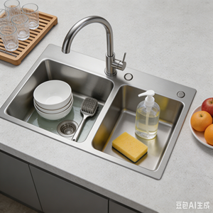 Lavelli da <span class=keywords><strong>Cucina</strong></span> Cromati Artigianali a <span class=keywords><strong>Doppia</strong></span> <span class=keywords><strong>Vasca</strong></span> in Acciaio Inossidabile con Logo Personalizzato e Doppio Foro di Scarico - Product Image 5