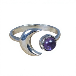 Bague en argent sterling 925 avec pierre précieuse améthyste, tendance, chrétienne, faite à la main, antique, bijoux fins certifiés - Product Image 1
