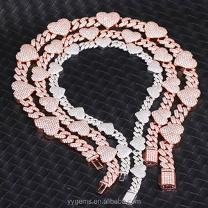 Cadena Cubana de Moissanita en Forma de Corazón, Joyería Hip Hop, 8mm 10mm 12mm, Plata S925, Collar para Hombre, Cadena Cubana de Moissanita VVS - Product Image 4