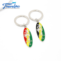 Cadeaux d'affaires promotionnels Logo personnalisé en alliage de Zinc jamaïque planche de surf porte-clés plage Souvenir porte-clés personnalisé