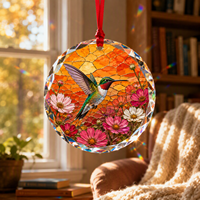 Ornement suspendu en verre de cristal personnalisé, paysage élégant, ornement décoratif en verre de cristal pour la chambre à coucher, le bureau, la décoration murale intérieure