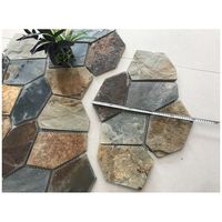 Ardoise naturelle blanche dorée en maille aléatoire, 2,7 pieds carrés/pièce, dalle de pavage