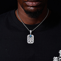 Pendentif Dog Tag Montagne Soleil Givré en Argent Sterling 925 et Moissanite VVS, Plaqué Or, Design Original, Bijoux Fins pour Hommes et Femmes